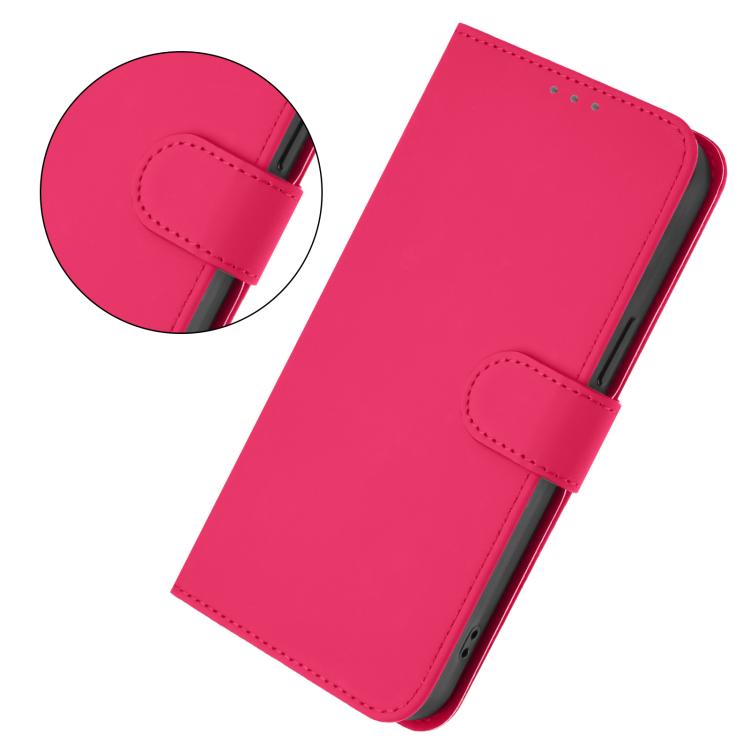 Funda de cuero con textura de piel y cordón para ZTE Blade A52 Lite (rosa y rojo)