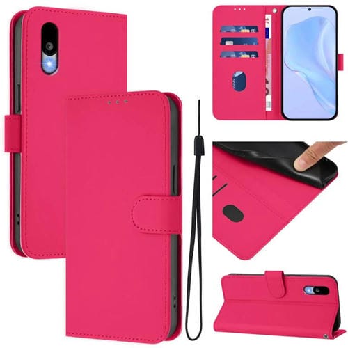 Funda de Cuero con Cordón para Sharp Basio Active3 (Rosa Rojo)