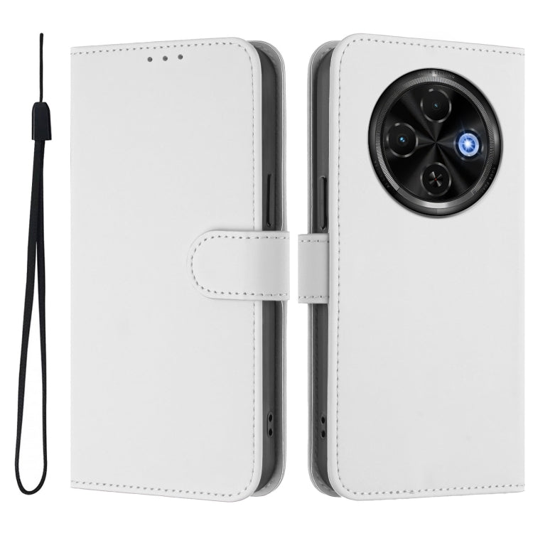Funda Piel Sintética con Cordón para Tecno Spark 30C 5G y Pop 9 5G (Blanco)