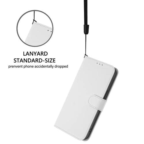 Funda de piel con cordón para Tecno Camon 40 Premier Skin Feel, color liso (blanco)