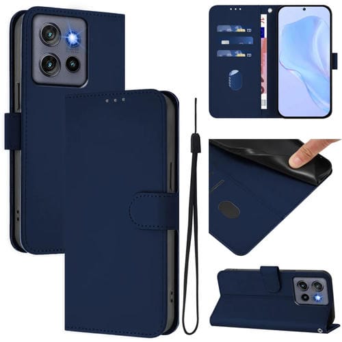 Funda de Piel para Motorola Edge 50 Neo con Tacto Suave (Azul Marino)