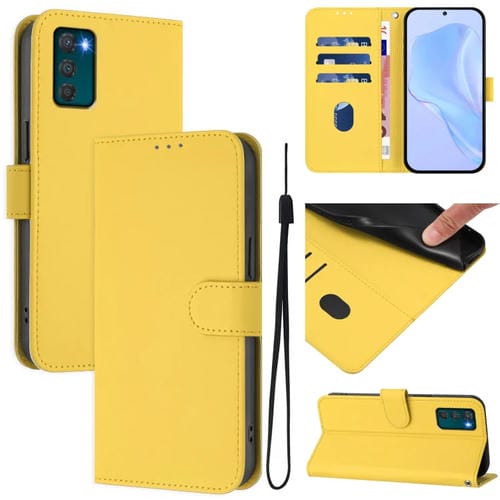 Funda de Piel Sintética con Cordón para Motorola Moto G42 4G (Amarillo Limón)