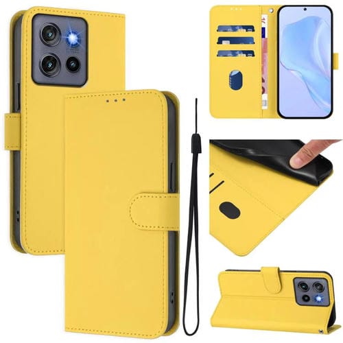 Funda Piel Sintética con Cordón para Motorola Moto G Stylus 5G (2025) (Amarillo Limón)