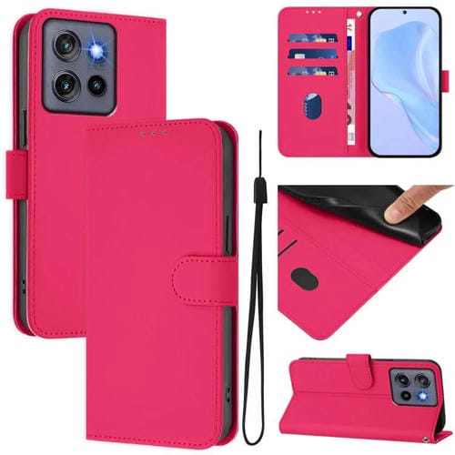Funda de Piel Sintética con Cordón para Motorola Moto G Stylus 5G (2025) (Rosa)