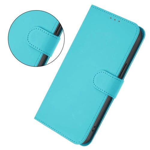 Funda de cuero con textura de piel y cordón para Motorola Moto G15 Power (azul lago)