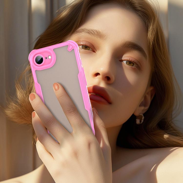 Funda híbrida TPU y PC iPhone 16E Protección Glaseada (Rosa)
