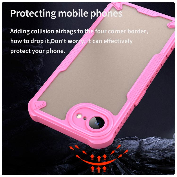 Funda híbrida TPU y PC iPhone 16E Protección Glaseada (Rosa)