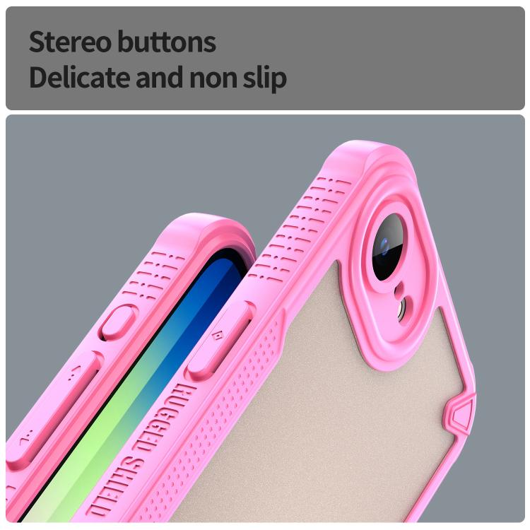 Funda híbrida TPU y PC iPhone 16E Protección Glaseada (Rosa)