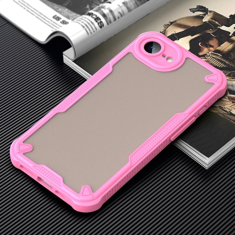 Funda híbrida TPU y PC iPhone 16E Protección Glaseada (Rosa)