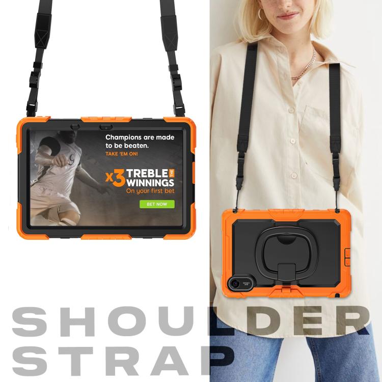 Funda híbrida de silicona tipo D para Xiaomi Redmi Pad 2, con asa y soporte (naranja)