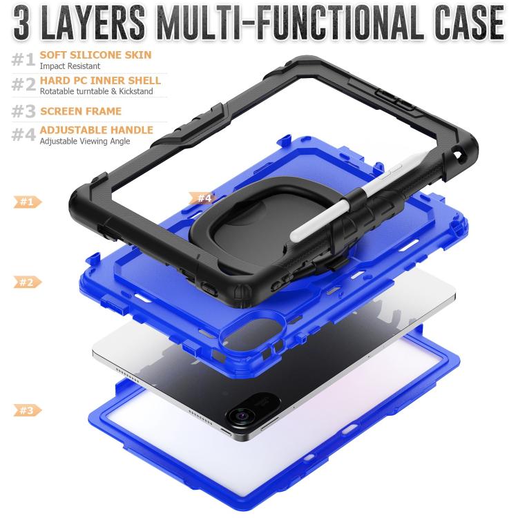 Funda híbrida de silicona tipo D para Xiaomi Redmi Pad 2, con asa y soporte (PC azul)