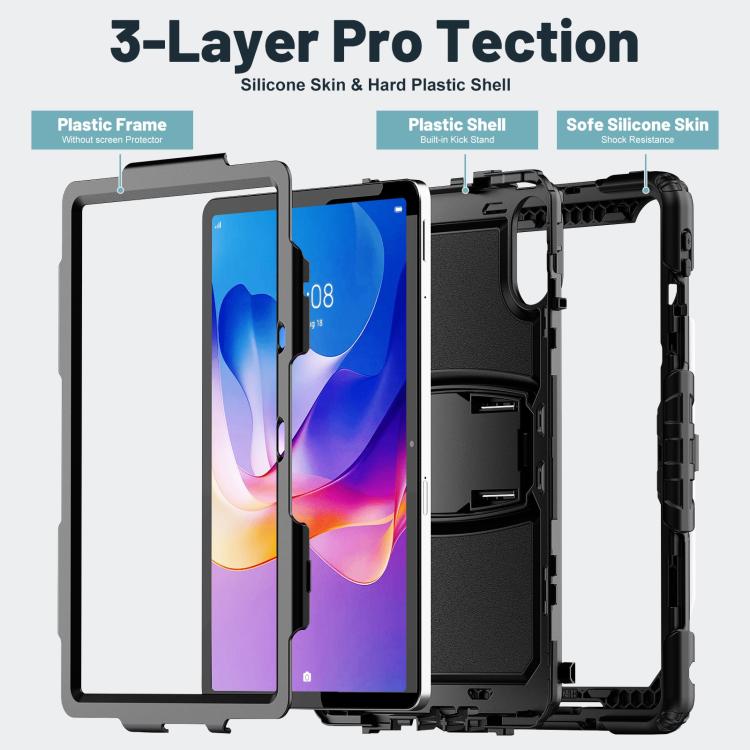 Funda de silicona hídrica para tableta Xiaomi Redmi Pad 2 11 2025 con correa para el hombro y soporte (negra)