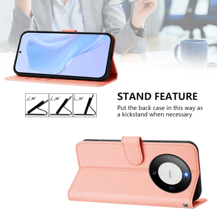 Funda Piel Sintética con Cordón para Huawei Mate 60 con Tacto de Piel (Rosa)