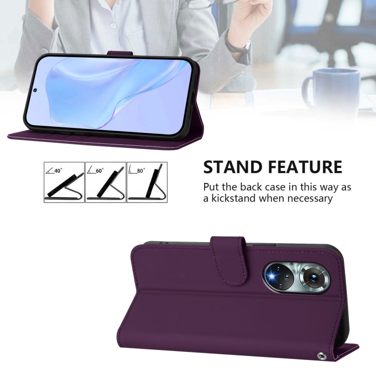 Funda de Piel con Cordón para Huawei Nova 9 con Tacto de Piel (Violeta)