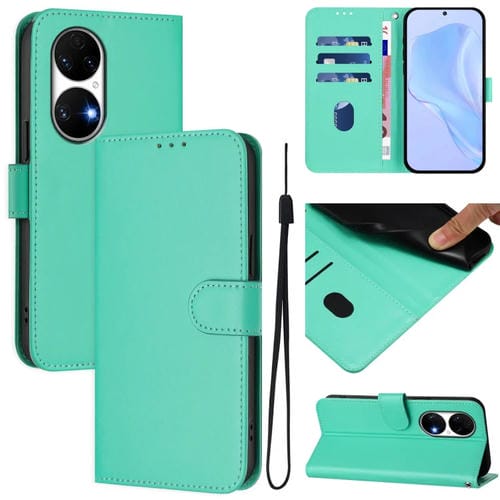 Funda de Piel con Cordón para Huawei P50 Skin Feel (Verde)
