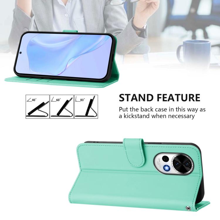 Funda de Piel Sintética con Cordón para Huawei Nova 13/Nova 12 (Verde Menta)