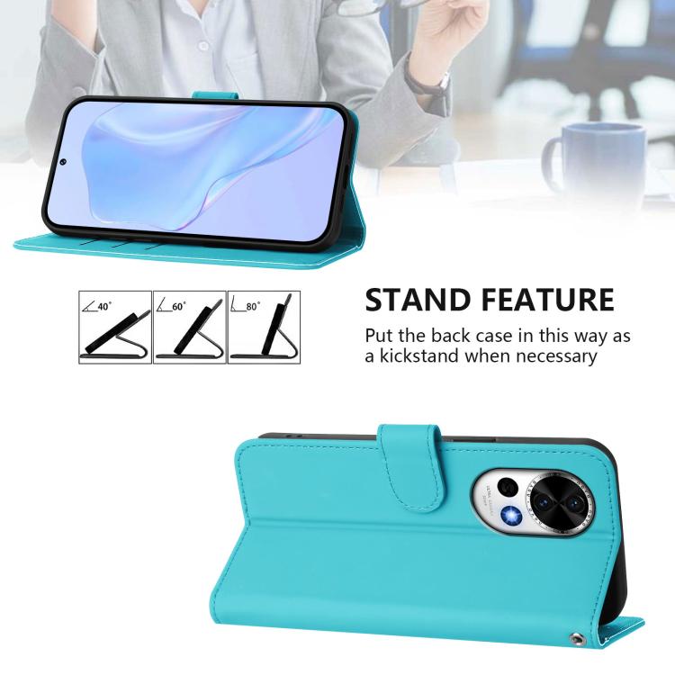 Funda Piel Sintética con Cordón para Huawei Nova 13/Nova 12 (Azul Lago)