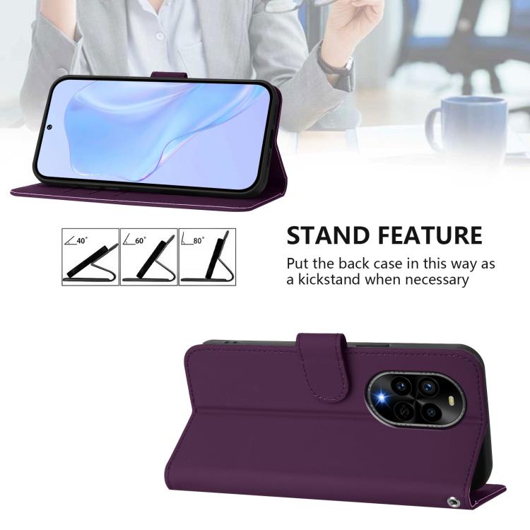 Funda de Piel para Huawei Nova 13 Pro con Textura y Cordón (Violeta)