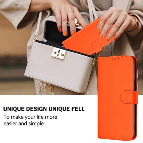 Funda de cuero con textura de piel y cordón para Honor X6C 4G (naranja)