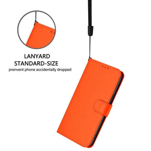Funda de cuero con textura de piel y cordón para Honor X6C 4G (naranja)