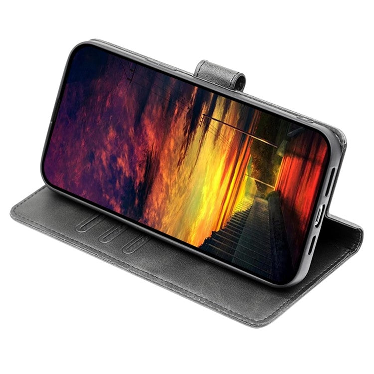Funda de Cuero con Tapa y Hebilla para Teléfono Itel A50C 4G (Negro)