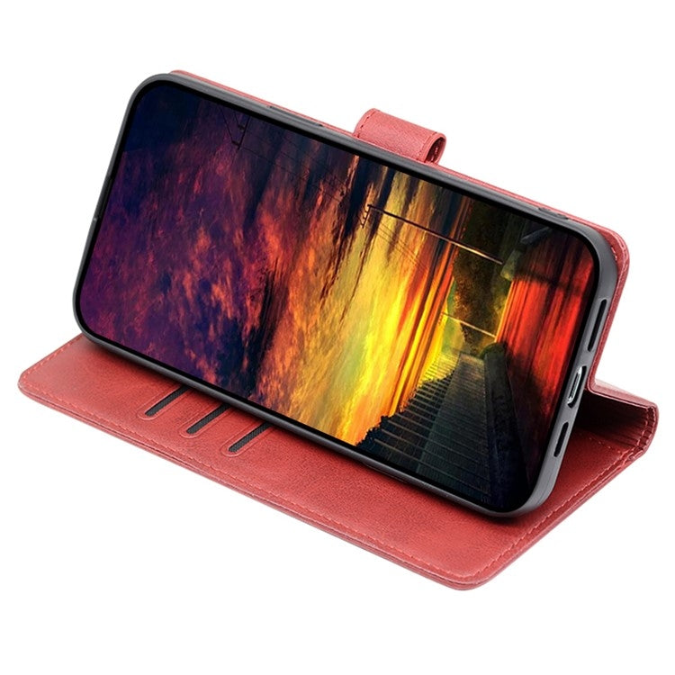 Funda de Cuero con Tapa y Hebilla para Teléfono Itel P65 (Rojo)