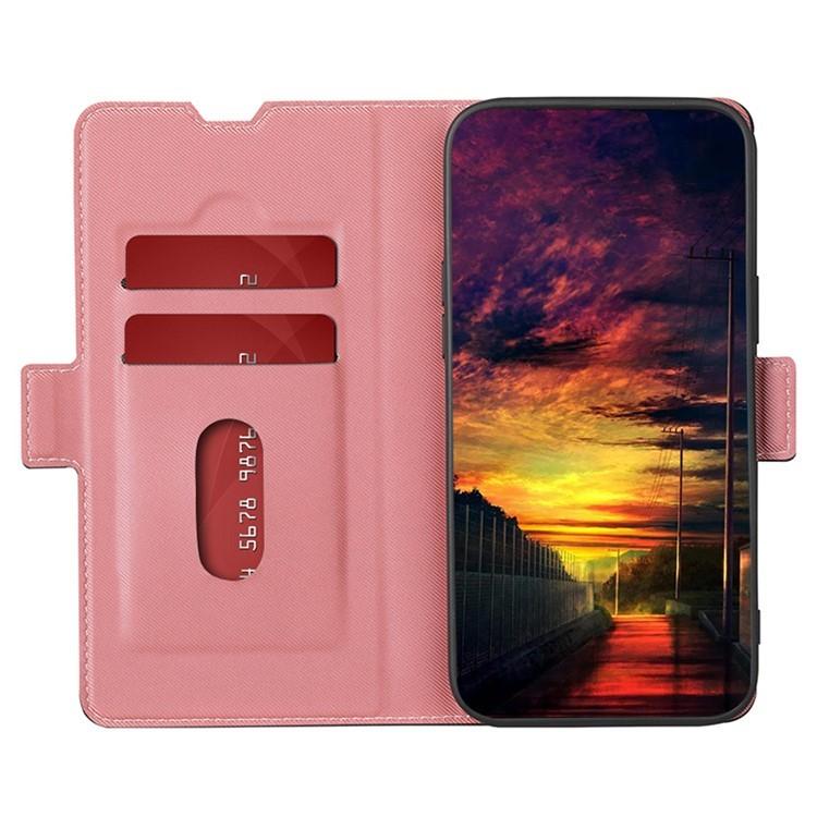 Funda de cuero con textura de sarga y botones laterales para Samsung Galaxy F06 5G (rosa)