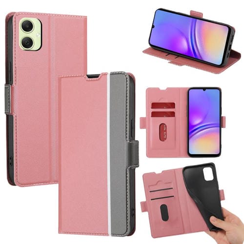 Funda de cuero con textura de sarga y botones laterales para Samsung Galaxy A05 4G (rosa)