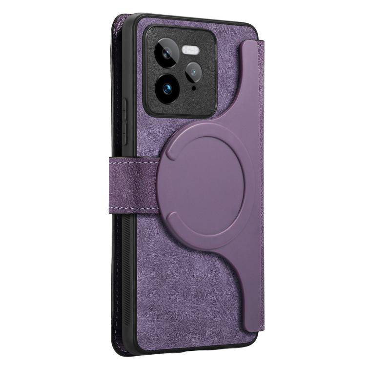 Funda Neo Magsafe Rfid Antirrobo de Cuero Retro para Realme Gt7 Pro (Morada)