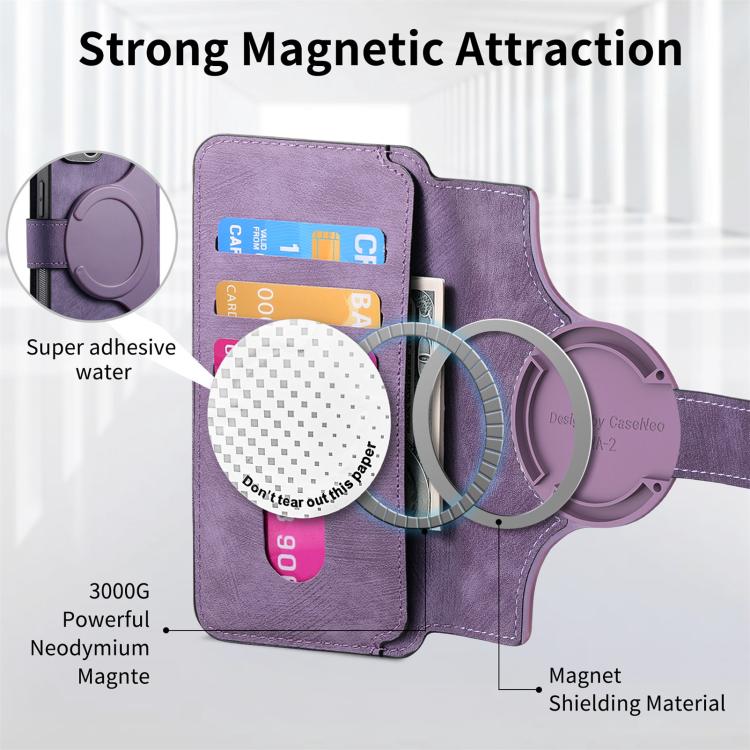 Funda Neo Magsafe Rfid Antirrobo de Cuero Retro para Realme Gt7 Pro (Morada)