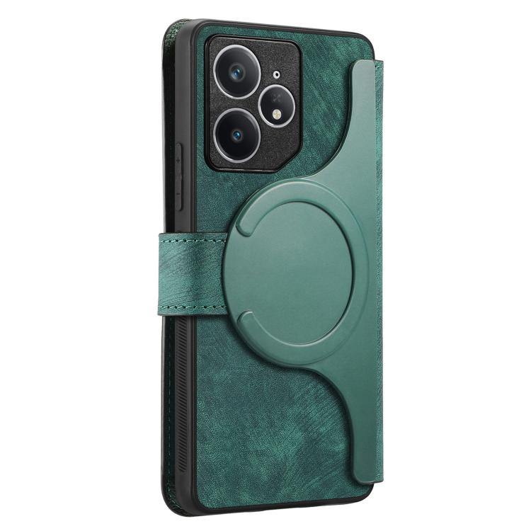 Funda para Realme Neo7 Neo Magsafe Rfid Antirrobo de Cuero Retro (Verde)