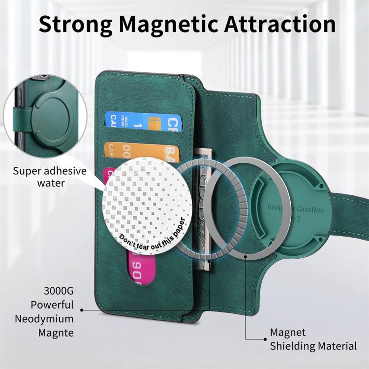 Funda para Realme Neo7 Neo Magsafe Rfid Antirrobo de Cuero Retro (Verde)