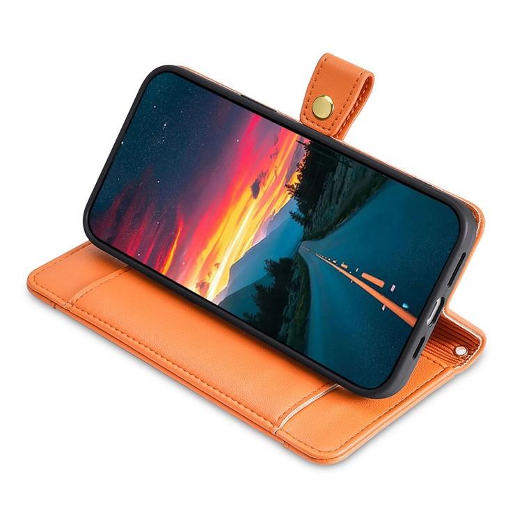 Funda de cuero tipo cartera con cremallera y textura de oveja para Samsung Galaxy F06 5G (naranja)