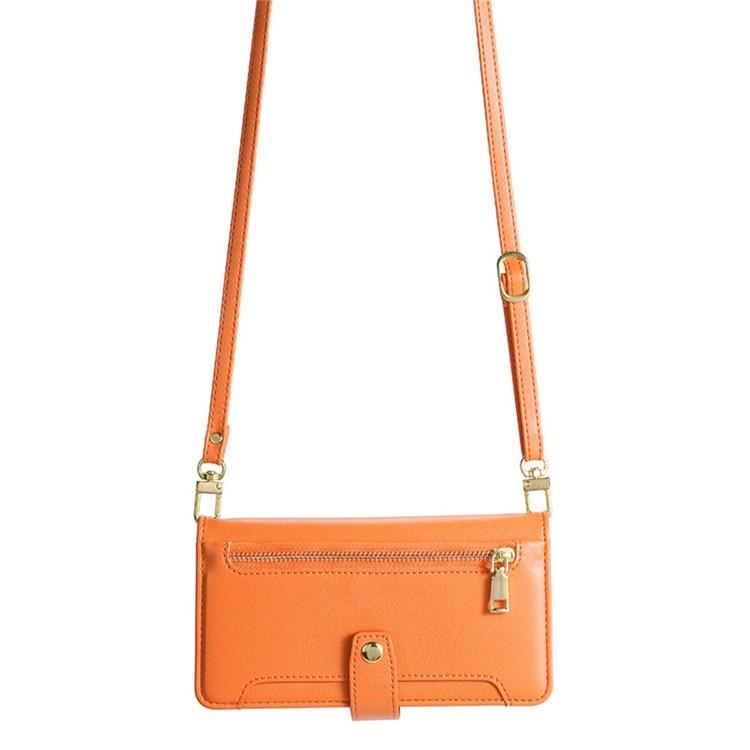 Funda de cuero tipo cartera con cremallera y textura de oveja para Samsung Galaxy F06 5G (naranja)