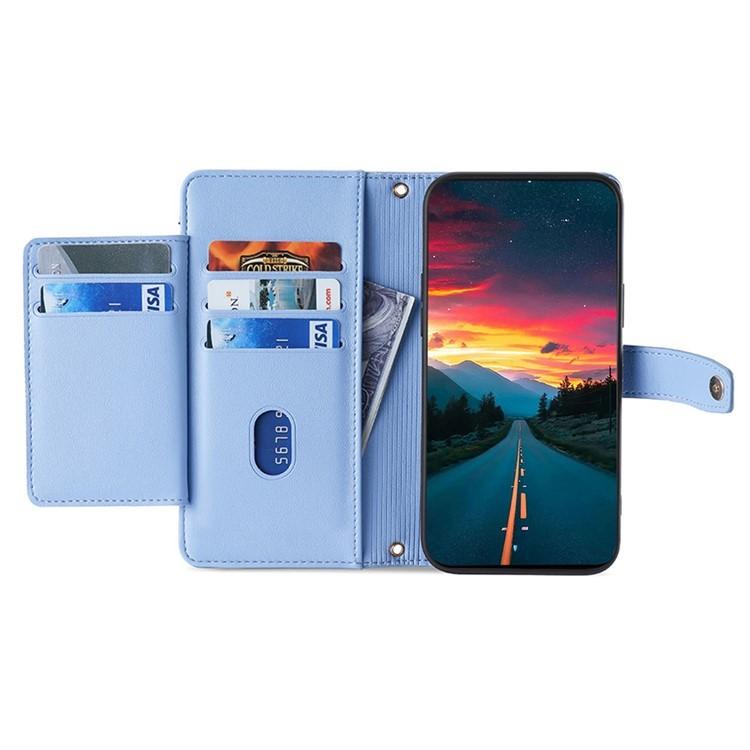 Funda de cuero tipo cartera con cremallera y textura de oveja para Samsung Galaxy Xcover 7 Pro 5G (azul)