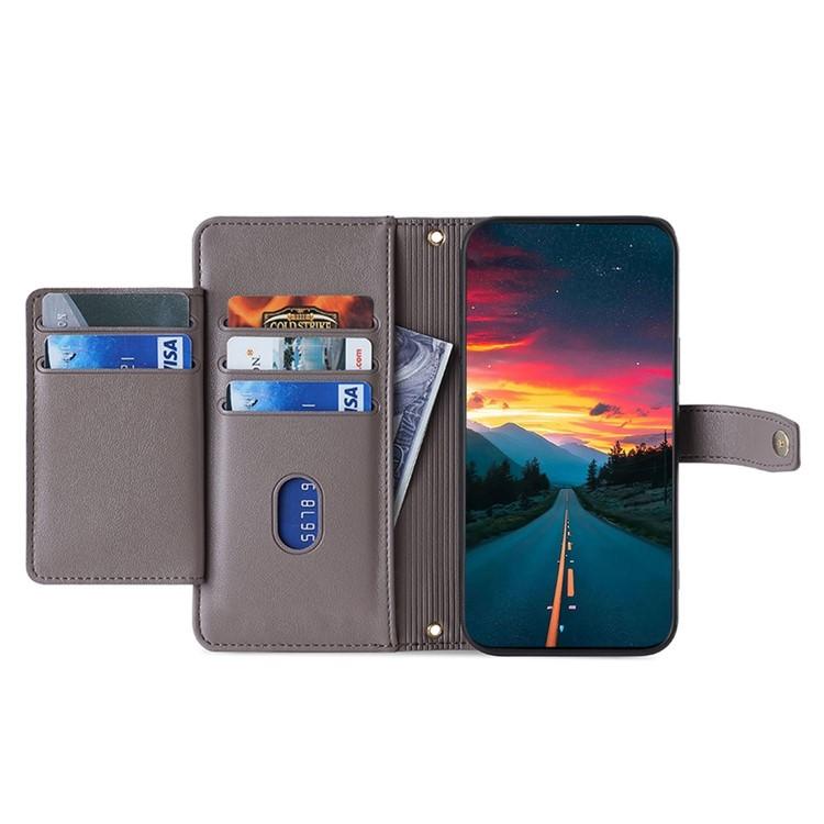 Funda de cuero tipo cartera con cremallera y textura de oveja para Samsung Galaxy Xcover 7 Pro 5G (gris)