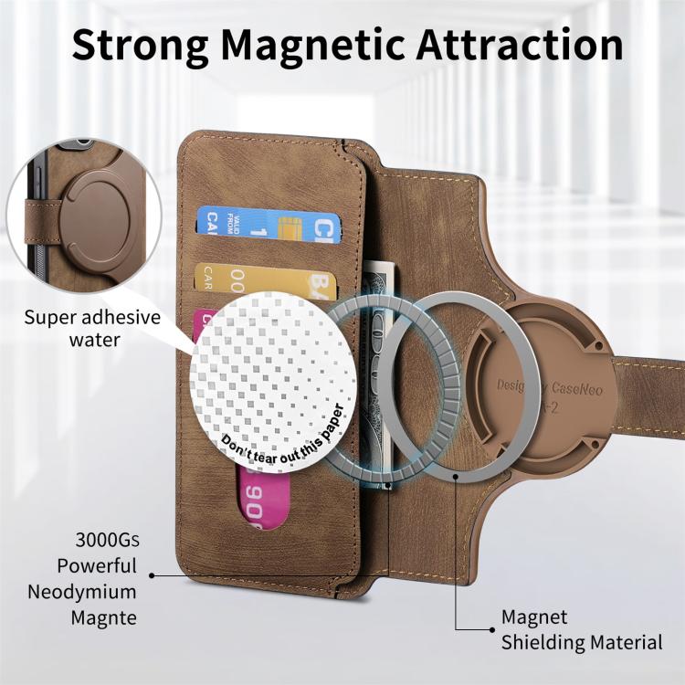 Funda Neo MagSafe RFID antirrobo de cuero retro para Redmi Turbo 4 Pro / Poco F7 (marrón)