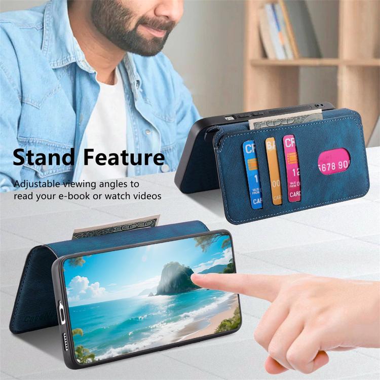 Funda Neo MagSafe RFID antirrobo de cuero retro para Redmi Turbo 4 Pro / Poco F7 (azul)