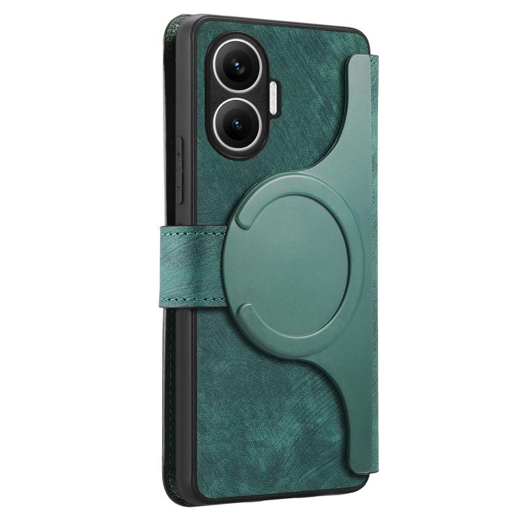 Funda Neo MagSafe RFID antirrobo de cuero retro para Redmi Turbo 4 Pro / Poco F7 (verde)