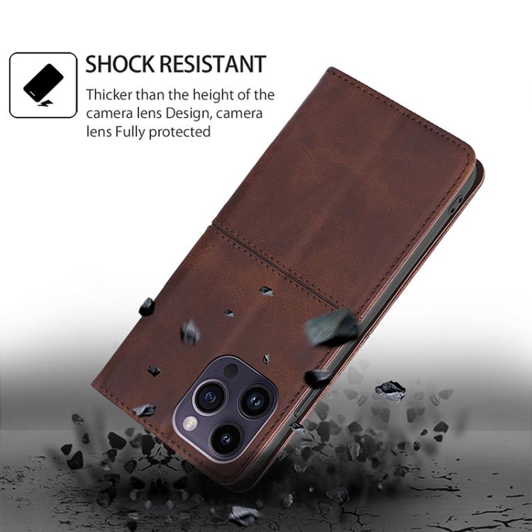 Funda magnética de cuero con textura de vaca para Samsung Galaxy Xcover 7 Pro 5G (marrón oscuro)
