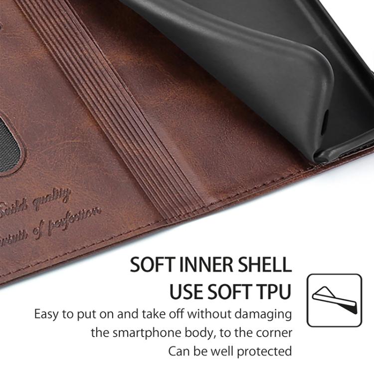 Funda magnética de cuero con textura de vaca para Samsung Galaxy Xcover 7 Pro 5G (marrón oscuro)