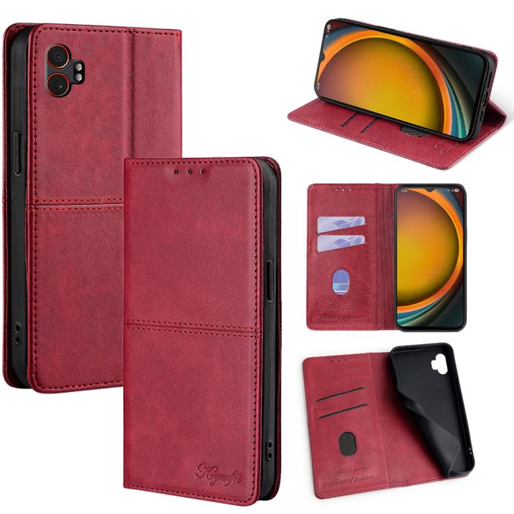 Funda de cuero magnético con textura de vaca para Samsung Galaxy Xcover 7 Pro 5G (roja)