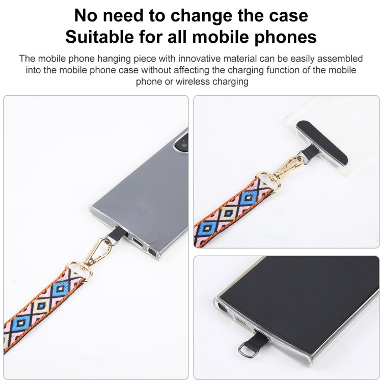 Cordón cruzado para teléfono móvil estilo étnico retro antipérdida para cuello (Caqui)