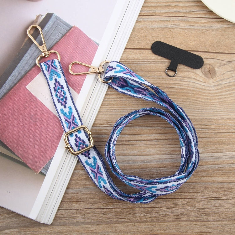 Cordón para Teléfono Móvil Estilo Étnico Retro Cruzado Antipérdida (Naranja y Azul)