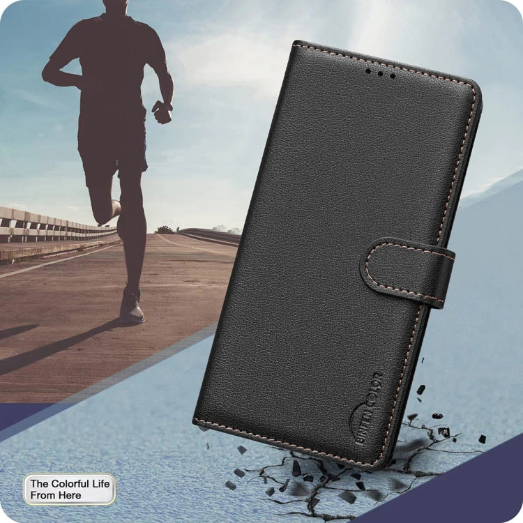 Funda de Cuero Antirrobo con Textura de Lichi Rfid para Tecno Spark 30 Pro 4G (Negro)