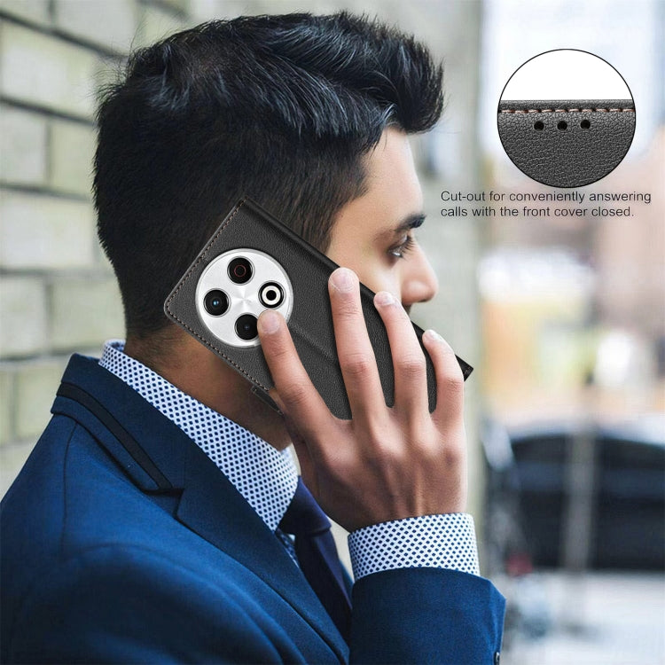 Funda de Cuero Antirrobo con Textura de Lichi Rfid para Tecno Spark 30 Pro 4G (Negro)