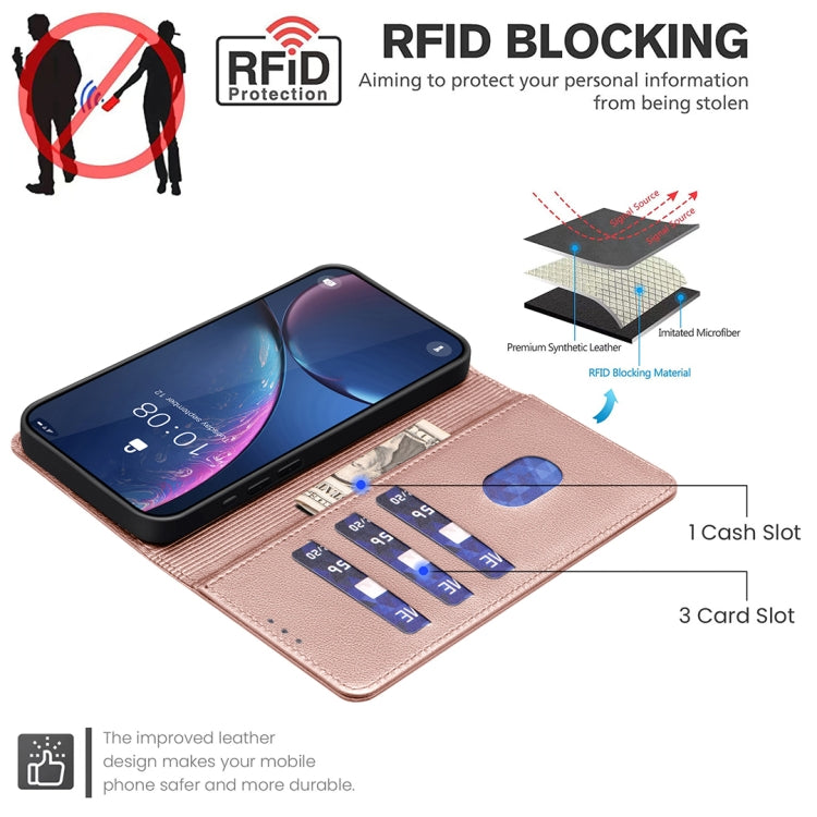 Funda de Cuero Antirrobo con Textura de Lichi RFID para Tecno Spark 30 Pro 4G (Dorada)