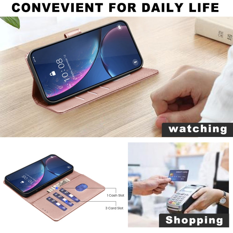 Funda de Cuero Antirrobo con Textura de Lichi RFID para Tecno Spark 30 Pro 4G (Dorada)
