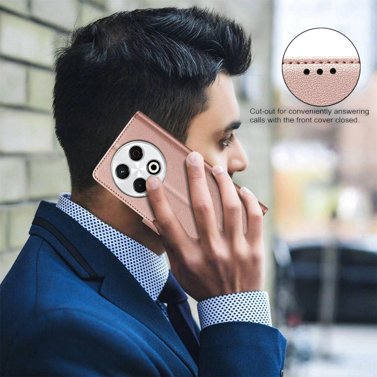 Funda de Cuero Antirrobo con Textura de Lichi RFID para Tecno Spark 30 Pro 4G (Dorada)