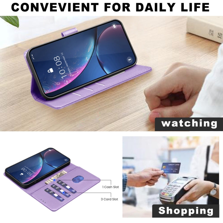 Funda de Cuero Antirrobo RFID con Textura Litchi para Tecno Spark 30 Pro 4G (Morado)